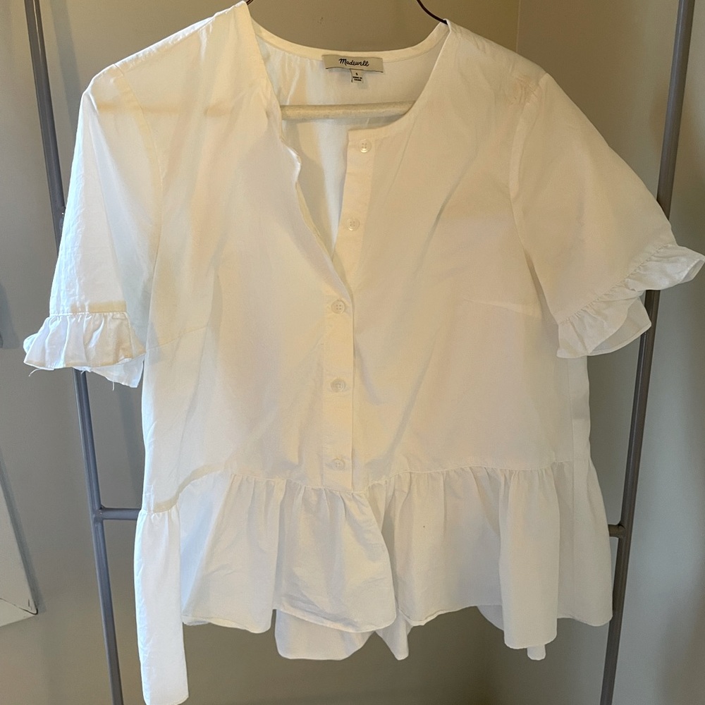 Madewell white poplin top. Small.